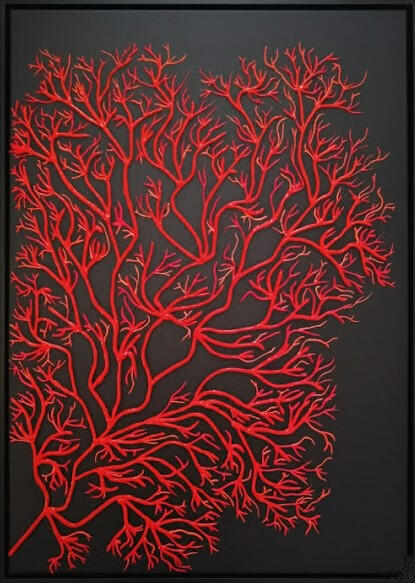 "Coral rojo" Lienzo 3D 50x70 cm. Artista Isaac Mayor Art pintura acrílica contemporánea en Palma de Mallorca.