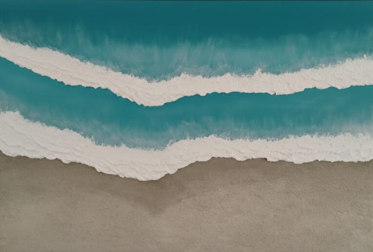 "Azul Balear" Lienzo 3D 90x60 cm. Artista Isaac Mayor Art pintura acrílica contemporánea en Palma de Mallorca.